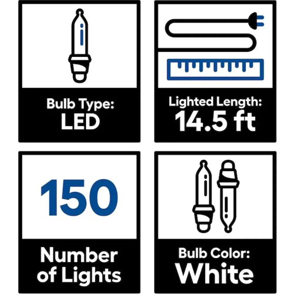 GE Warm White LED Energy Smart 150Ct Christmas Wedding Icicle Lights Faceted New